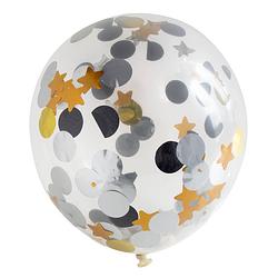 Foto van Folat ballonnen confetti 30 cm latex goud/zilver