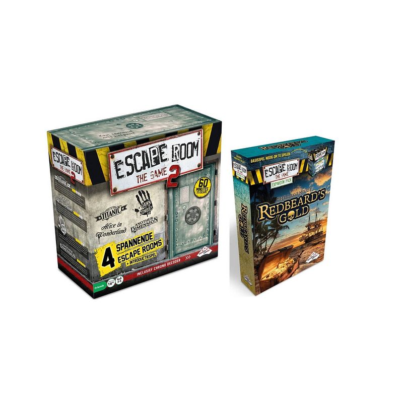 Foto van Spellenbundel - escape room - 2 stuks - the game basisspel 2 & uitbreiding redbeard's gold