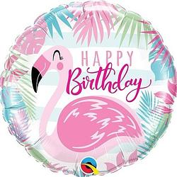 Foto van Folie ballon happy birthday flamingo 45 cm - ballonnen