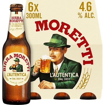 Foto van Birra moretti l'sautentica bier fles 6 x 300ml bij jumbo