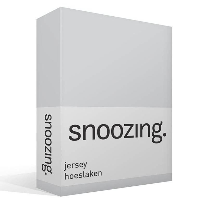 Foto van Snoozing jersey hoeslaken - 100% gebreide jersey katoen - lits-jumeaux (160x200 cm) - grijs