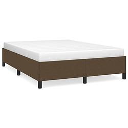 Foto van The living store bedframe donkerbruin stof - 193x143x35 cm - ondersteunende poten - multiplex lattenbodem - geschikt