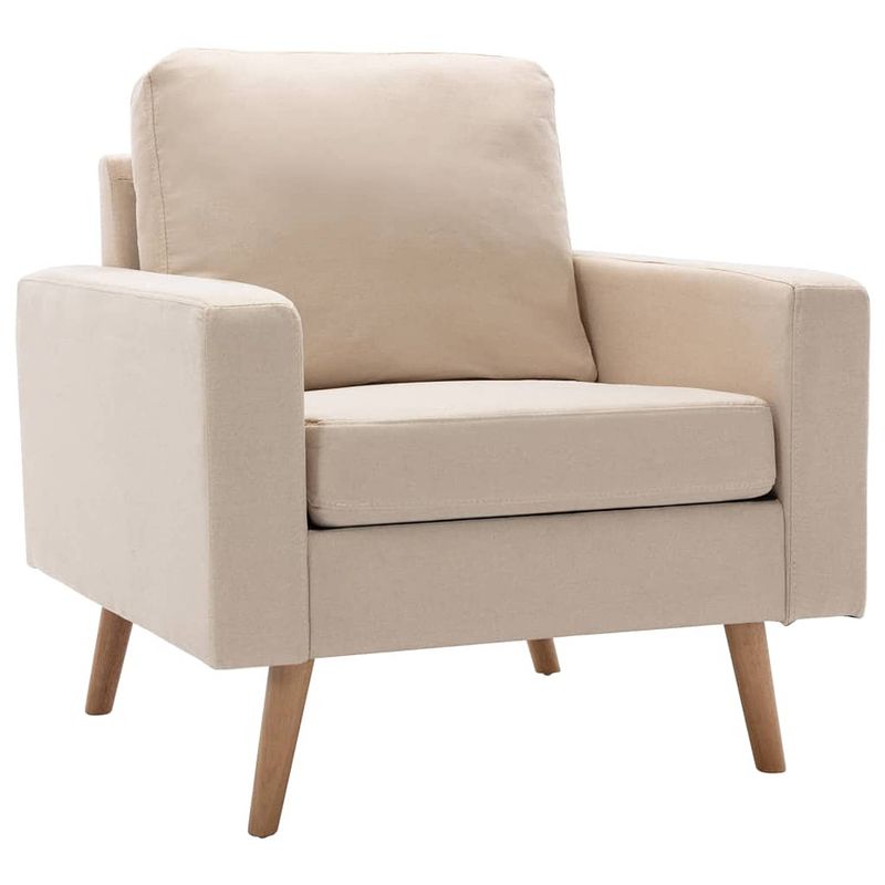 Foto van The living store fauteuil crème - 77x71x80 cm - stoffen bekleding - houten frame