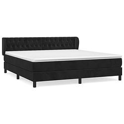 Foto van The living store boxspring bed - zwart fluweel - 203 x 183 x 78/88 cm - pocketvering matras - middelharde ondersteuning