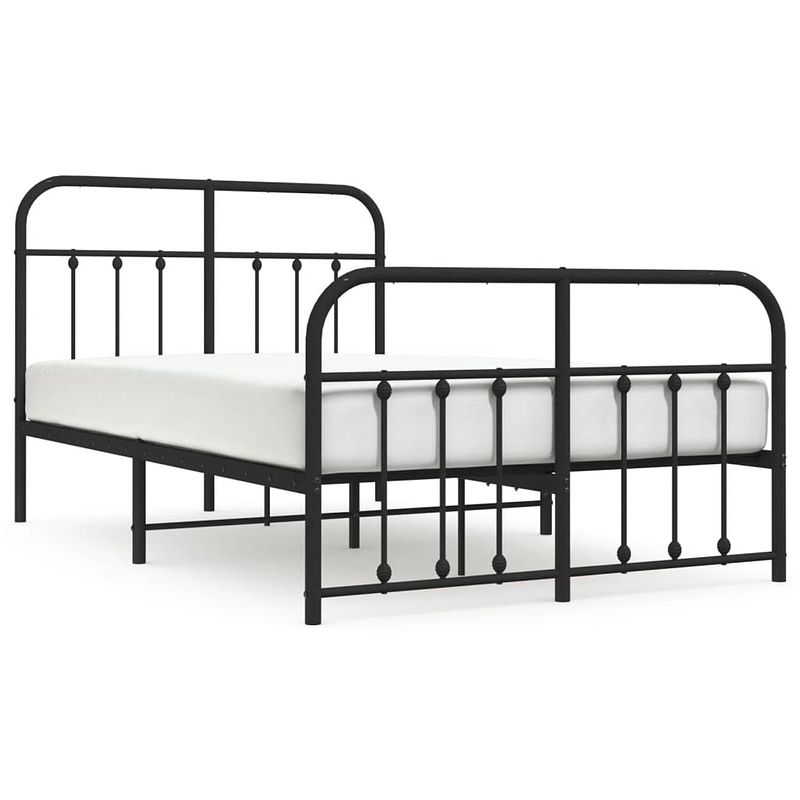 Foto van The living store bedframe scandinavisch - zwart - 207 x 125 x 100 cm - robuuste metalen constructie