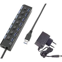 Foto van Usb 3.2 gen 1-hub 7 poorten individueel schakelbaar, met status-leds, met ipad-laadpoort zwart