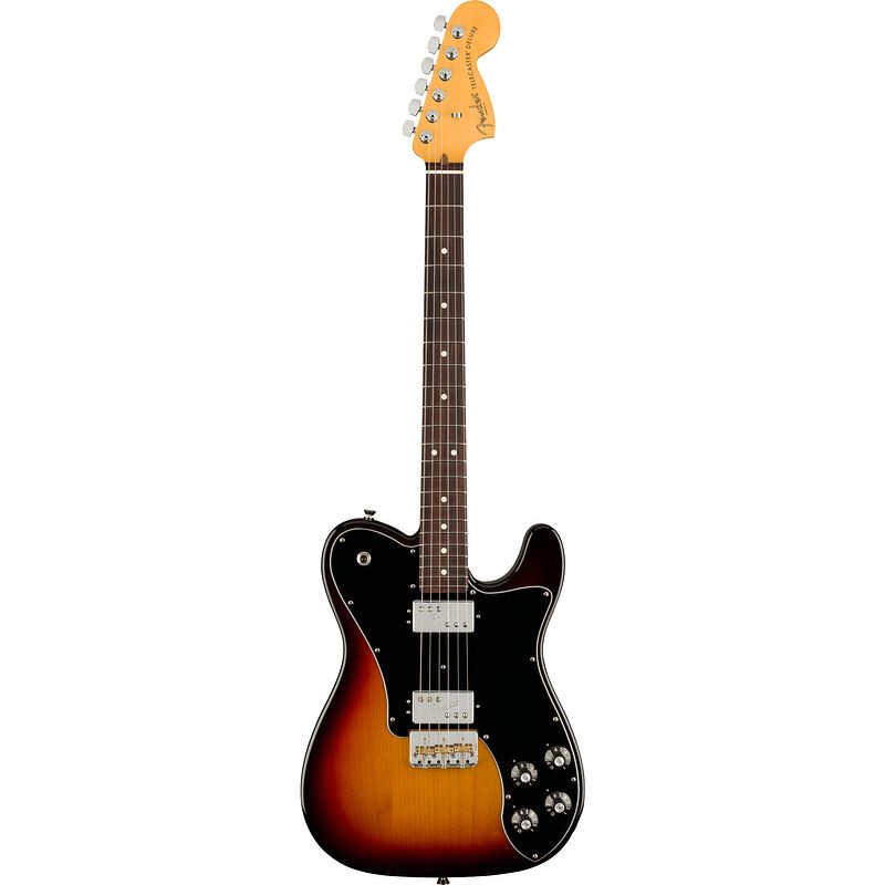 Foto van Fender american professional ii telecaster deluxe 3-color sunburst rw elektrische gitaar met koffer