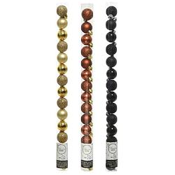 Foto van 42x stuks kunststof kerstballen mix zwart/terra bruin/goud 3 cm - kerstbal