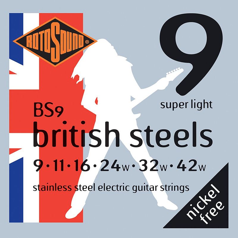 Foto van Rotosound bs9 british steels set elektrische snaren 009-042