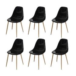 Foto van Set van 6 transparante zwarte kristallen stoelen - l 47 x d 54 x h 84 cm - clody