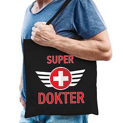 Foto van Super dokter cadeau tas zwart voor heren - feest boodschappentassen