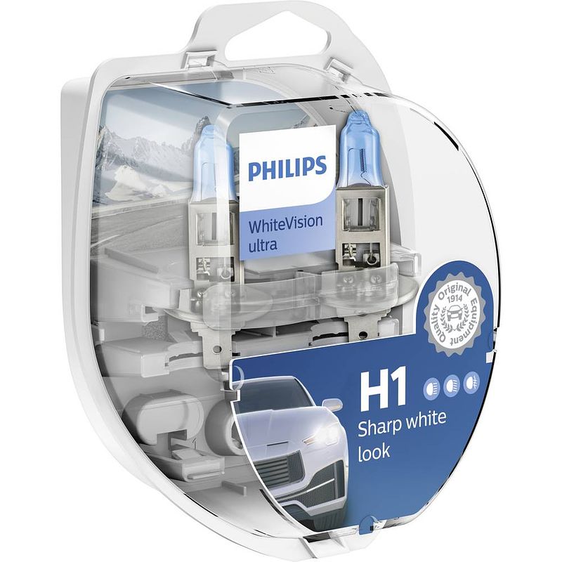 Foto van Philips 12258wvusm halogeenlamp whitevision h1 55 w 12 v