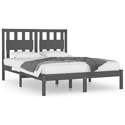 Foto van The living store houten bedframe - bedframes - 195.5 x 125.5 x 31 cm - massief grenenhout - grijs