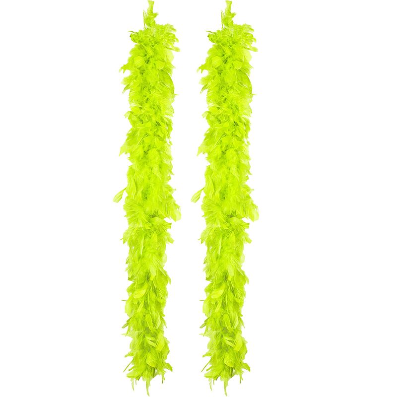 Foto van Boa kerstslingers met veren - neon groen - 180 cm - 50 gram - kerstversiering - kerstslingers