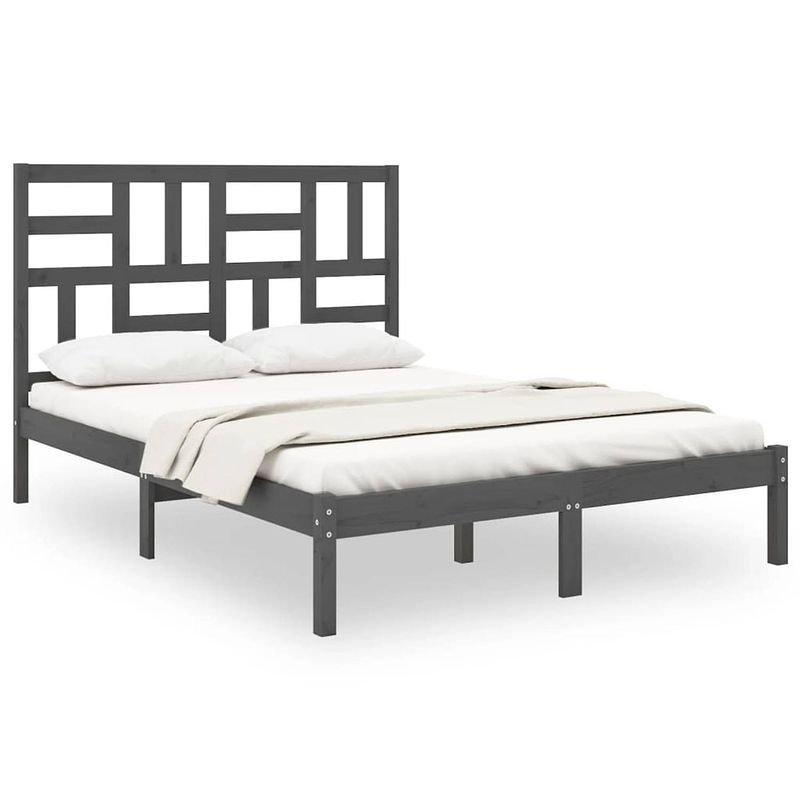 Foto van The living store bedframe - houten - 140 x 190 cm - grijs