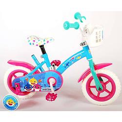 Foto van Ocean kinderfiets - unisex - 10 inch - roze blauw - doortrapper - incl. mandje