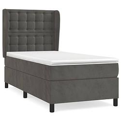 Foto van The living store boxspringbed donkergrijs fluweel 203x103x118/128 cm - pocketvering