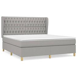 Foto van The living store boxspringbed - comfort - bed - 203 x 183 x 118/128 cm - lichtgrijs - stof - pocketvering matras -