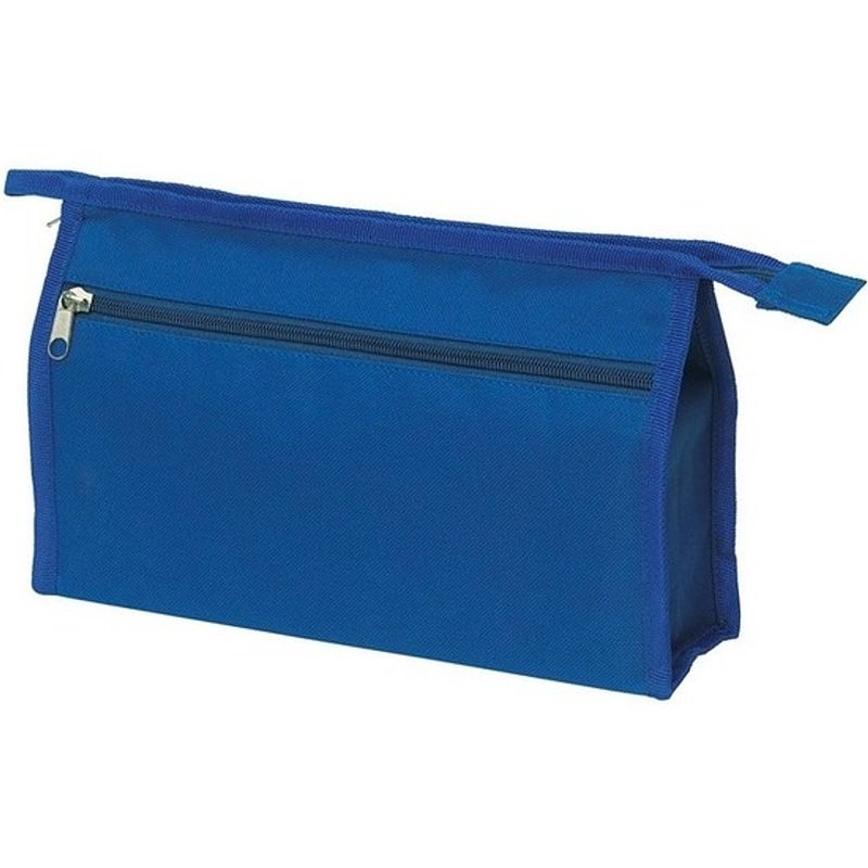 Foto van Voordelige blauwe reis toilettas/etui 2-vaks 28 cm - toilettassen