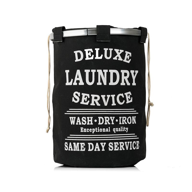 Foto van Wasmand 50l - rond - tekst deluxe laundry service -> same day service-