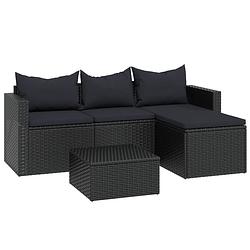 Foto van Vidaxl loungeset poly rattan zwart