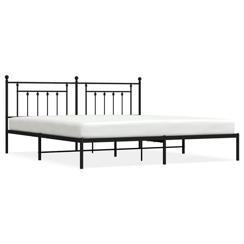 Foto van The living store bedframe - klassiek design - robuust staal - extra opbergruimte - zwart - 207 x 198 x 97 cm