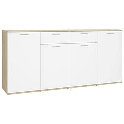 Foto van Vidaxl dressoir 160x36x75 cm spaanplaat wit en sonoma eikenkleurig