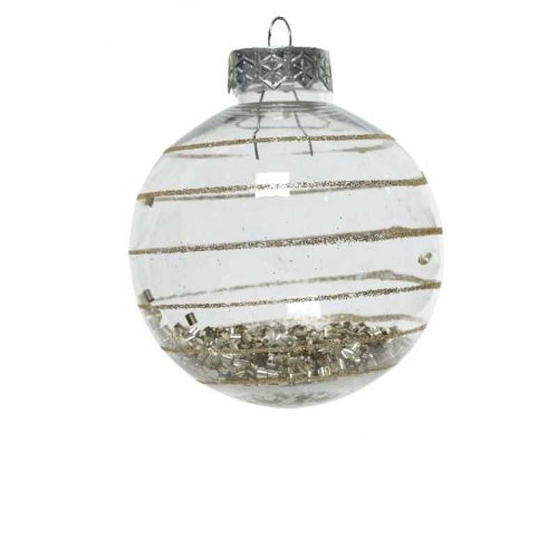 Foto van Decoris - kerstbal plc d8cm glitter beige a3