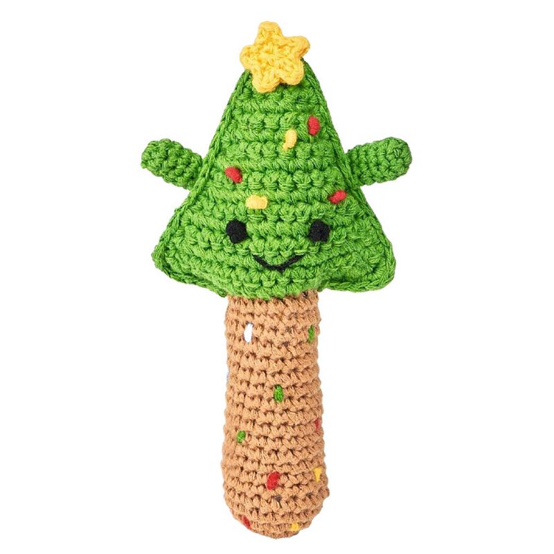 Foto van Moses rammelaar kerstboom 15 x 7,5 cm katoen/polyester groen