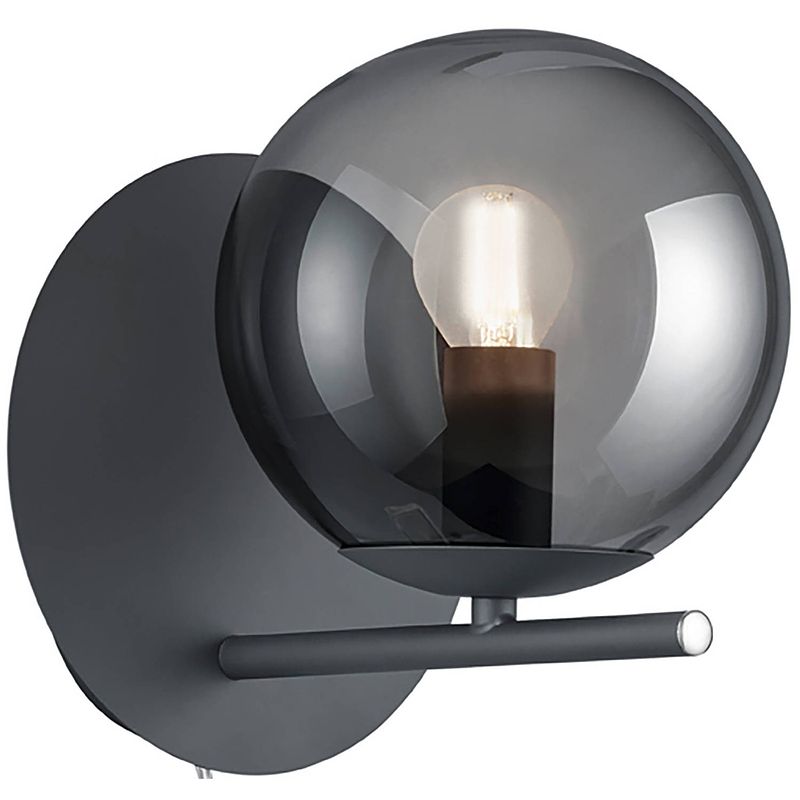 Foto van Led wandlamp - wandverlichting - trion pora - e14 fitting - rond - mat antraciet - aluminium