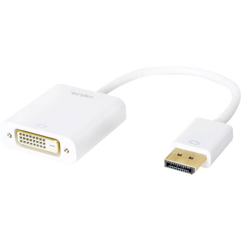 Foto van Logilink cv0058b adapter [1x displayport stekker - 1x dvi-bus 24+1-polig] wit 15.00 cm