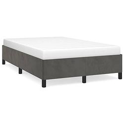 Foto van The living store bedframe donkergrijs stof - 203 x 123 x 35 cm - ondersteunende poten - multiplex lattenbodem