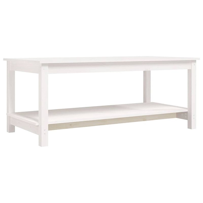 Foto van The living store salontafel - massief grenenhout - 110 x 55 x 45 cm - wit