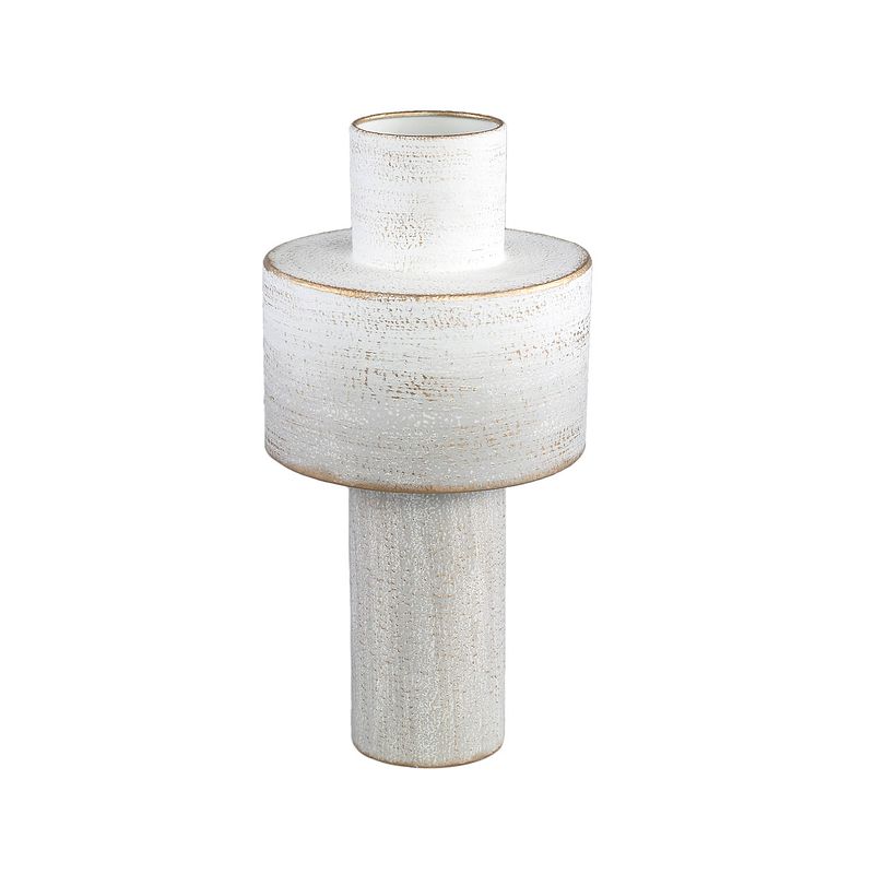 Foto van Ptmd shico white iron vase white wash round l