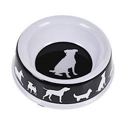 Foto van Dogs collection voer- en drinkbak hond 25 cm melamine zwart/wit
