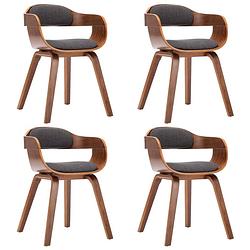 Foto van The living store eetkamerstoelen - set van 4 - donkergrijs - houten frame - 49x51x70cm