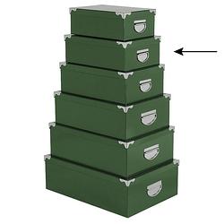 Foto van 5five opbergdoos/box - 2x - groen - l32 x b21.5 x h12 cm - stevig karton - greenbox - opbergbox