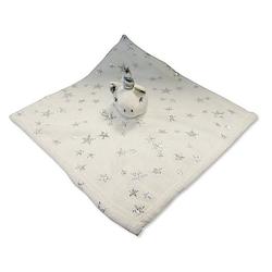 Foto van Nursery time knuffeldoekje eenhoorn 30 x 30 cm polyester wit/zilver