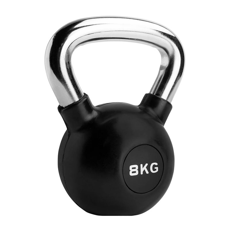 Foto van Ryzor kettlebell - 8 kg - rubber - zwart