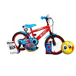 Foto van Volare kinderfiets spider-man - 16 inch - twee handremmen - blauw/rood - inclusief fietshelm en accessoires