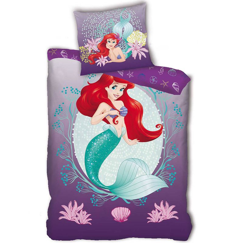 Foto van Disney kleine zeemeermin dekbedovertrek paars - eenpersoons - 140 x 200 cm - polyester