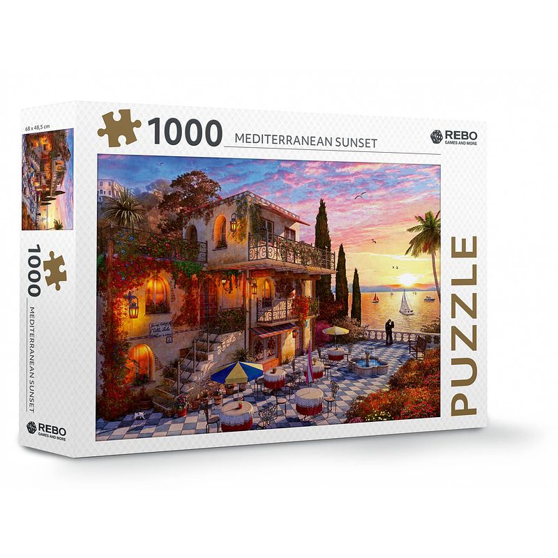 Foto van Rebo productions legpuzzel mediterranean sunset 1000 stukjes