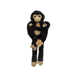 Foto van Pluche dieren knuffels hangende chimpansee aap met baby van 48 cm - knuffeldier