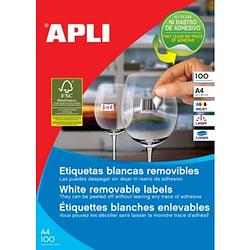 Foto van Apli afneembare witte etiketten ft 210 x 297 mm (b x h) (b x h), 100 stuks, 1 per blad (3060)