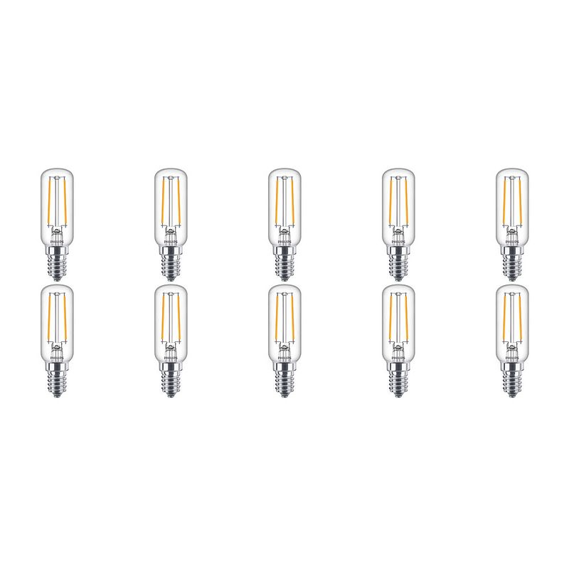 Foto van Philips - led lamp 10 pack - corepro tube filament 827 t25l - e14 fitting - 2.1w - warm wit 2700k vervangt 25w