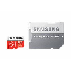 Foto van Samsung 64gb evo plus microsdxc geheugenkaart klasse 10 + adapter