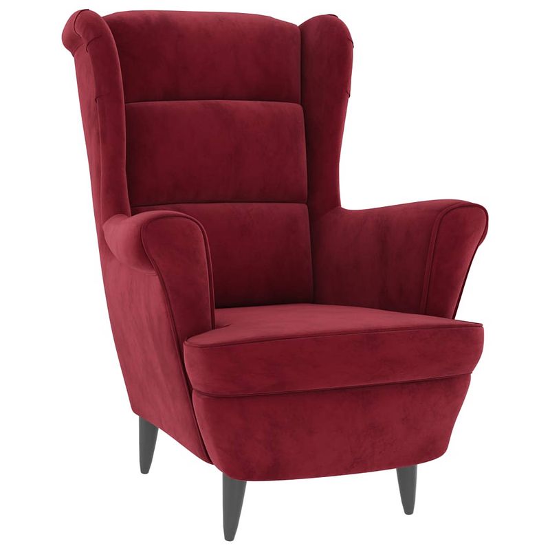 Foto van The living store fauteuil velvet - wijnrood - 81 x 90 x 96.5 cm - stabiel frame - comfortabel zitten