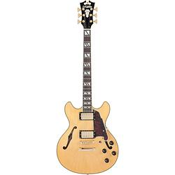 Foto van D'sangelico deluxe mini dc stopbar satin honey semi-akoestische gitaar met koffer