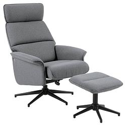 Foto van 24designs ashton verstelbare relax fauteuil + hocker - b74 x d111 x h102 cm - stof grijs