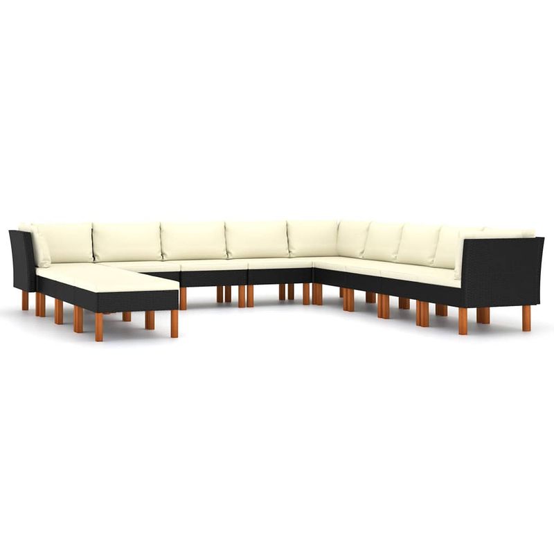 Foto van Vidaxl 12-delige loungeset met kussens poly rattan zwart